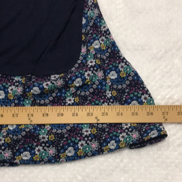 UMGEE Navy w/Navy Floral Print Trim Flowy Tunic Short Sleeve Size Large - Picture 7 of 9